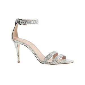 nwob J. CREW White Crackled Leather Heel Sandals US 8 NEW Strappy Ankle Wrap